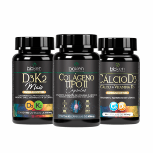 Kit Ossos e Articulaçoes - Vitamina D3K2 | Colágeno Tipo II | Cálcio D3