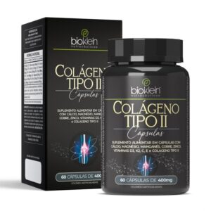 COLAGENO TIPO II (com Calcio, Magnesio, Manganês, Cobre, Zinco, Vitaminas D3, K2, C, E) 60 Caps (Com caixinha)